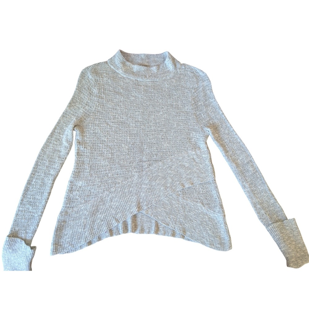 Free People Grey Marled Crossover Tulip Hem Mock Neck Sweater Womens XS - Picture 5 of 5